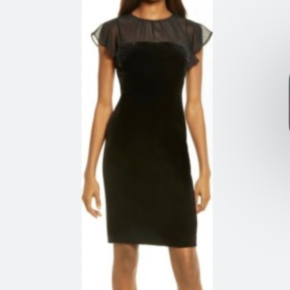 Harper Rose Dresses & Skirts - Harper Rose Sheath Dress 6 Navy Blue Velvet Flutter Sleeve Cocktail Elegant Chic